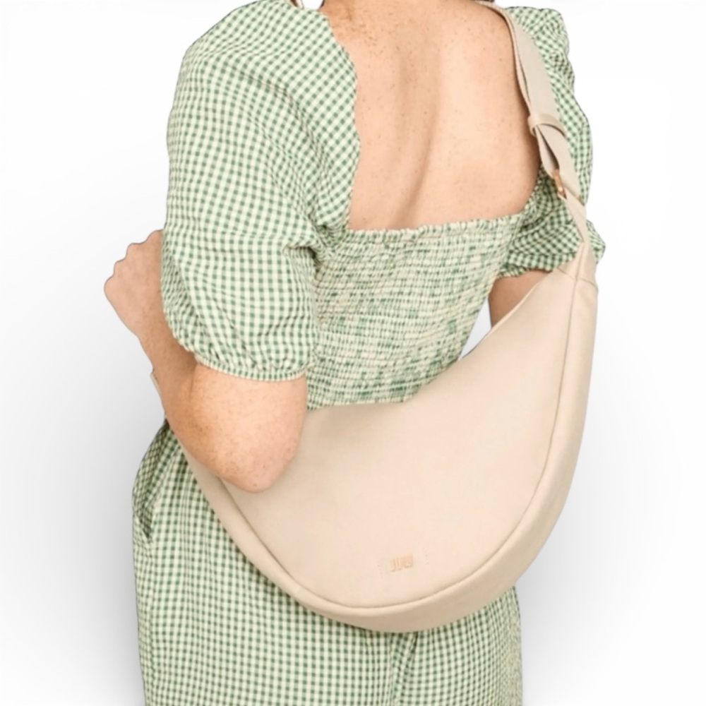 July Everyday Crescent Elegant Cream Shoulder Bag 100% Cotton Purse NEW NWT Gift